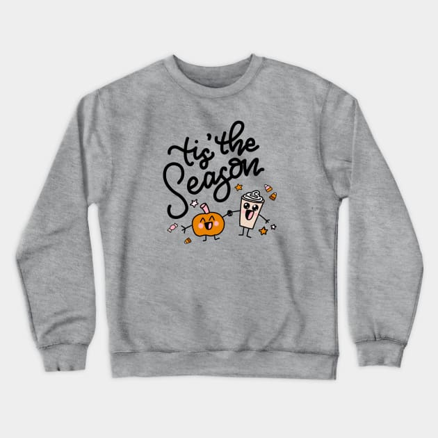 Pumpkin Spice Season Black Text Crewneck Sweatshirt by Cat Bone Design